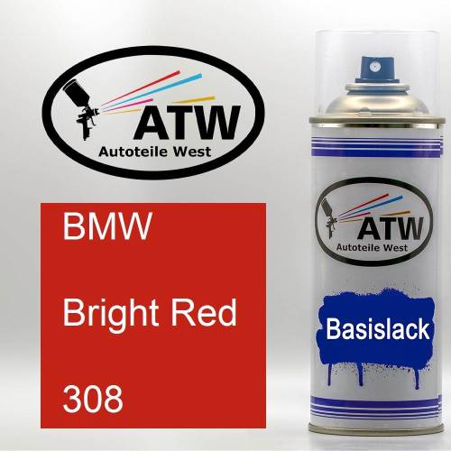 BMW, Bright Red, 308: 400ml Sprühdose, von ATW Autoteile West.